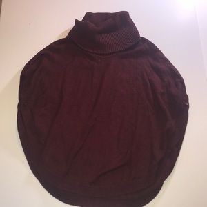Turtleneck Burgundy Pancho Vest